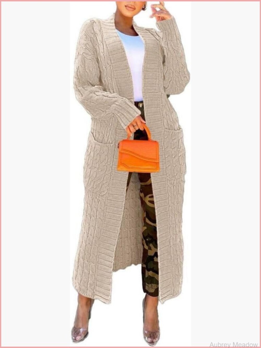 Women's Floor Length Open Front Long Sleeve Cardigan Sweater